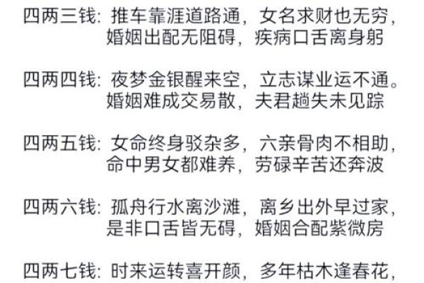 称骨算命男女表大全图